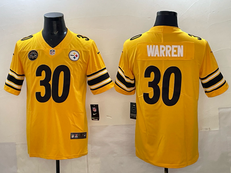 Men Pittsburgh Steelers #30 Warren yellow Nike NFL Jersey 004